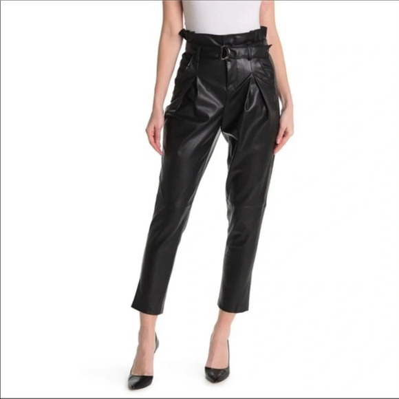 NWT Blank NYC Vegan Leather Paper Bag Pants 26 Faux Black Festival Sexy Wet - Picture 1 of 2
